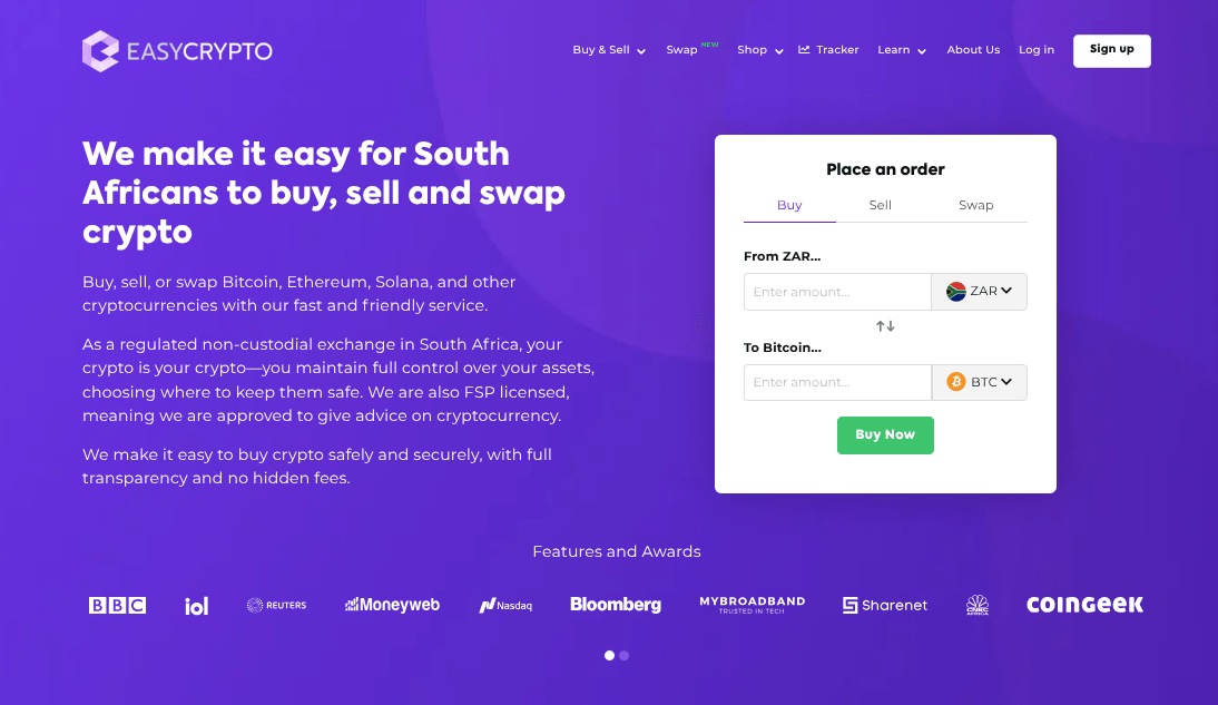 Easy Crypto South Africa Homepage