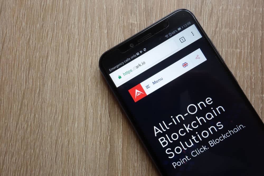 Ark website displayed on a mobile phone.