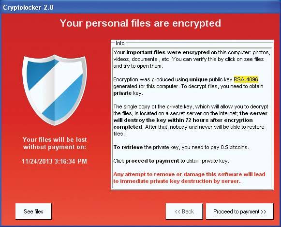 Ransomware cryptocurrency warning scam example