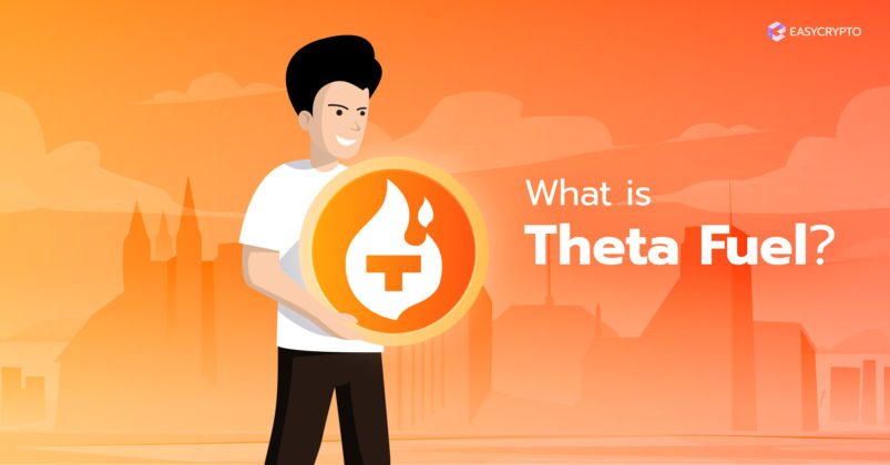 Guy holding Theta Fuel logo Guy holding Theta Fuel logo