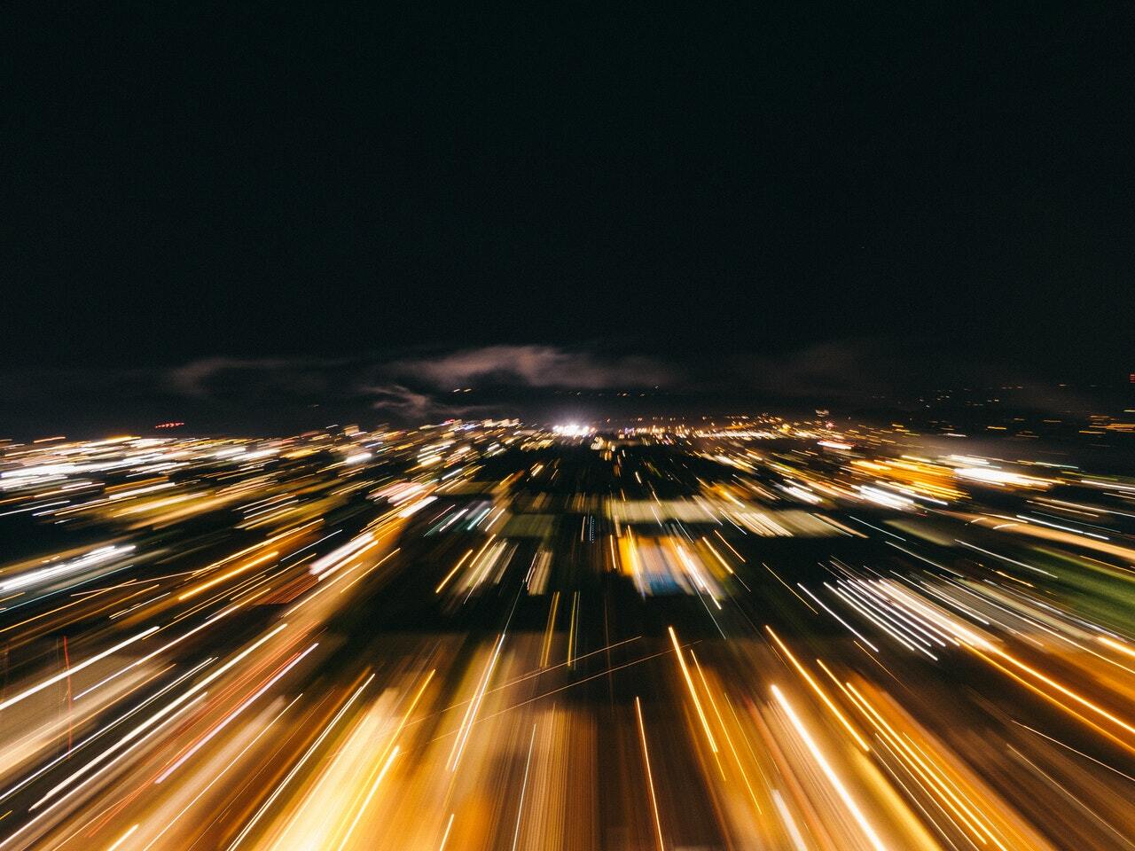 A blur of light to depict the idea of transaction speed.