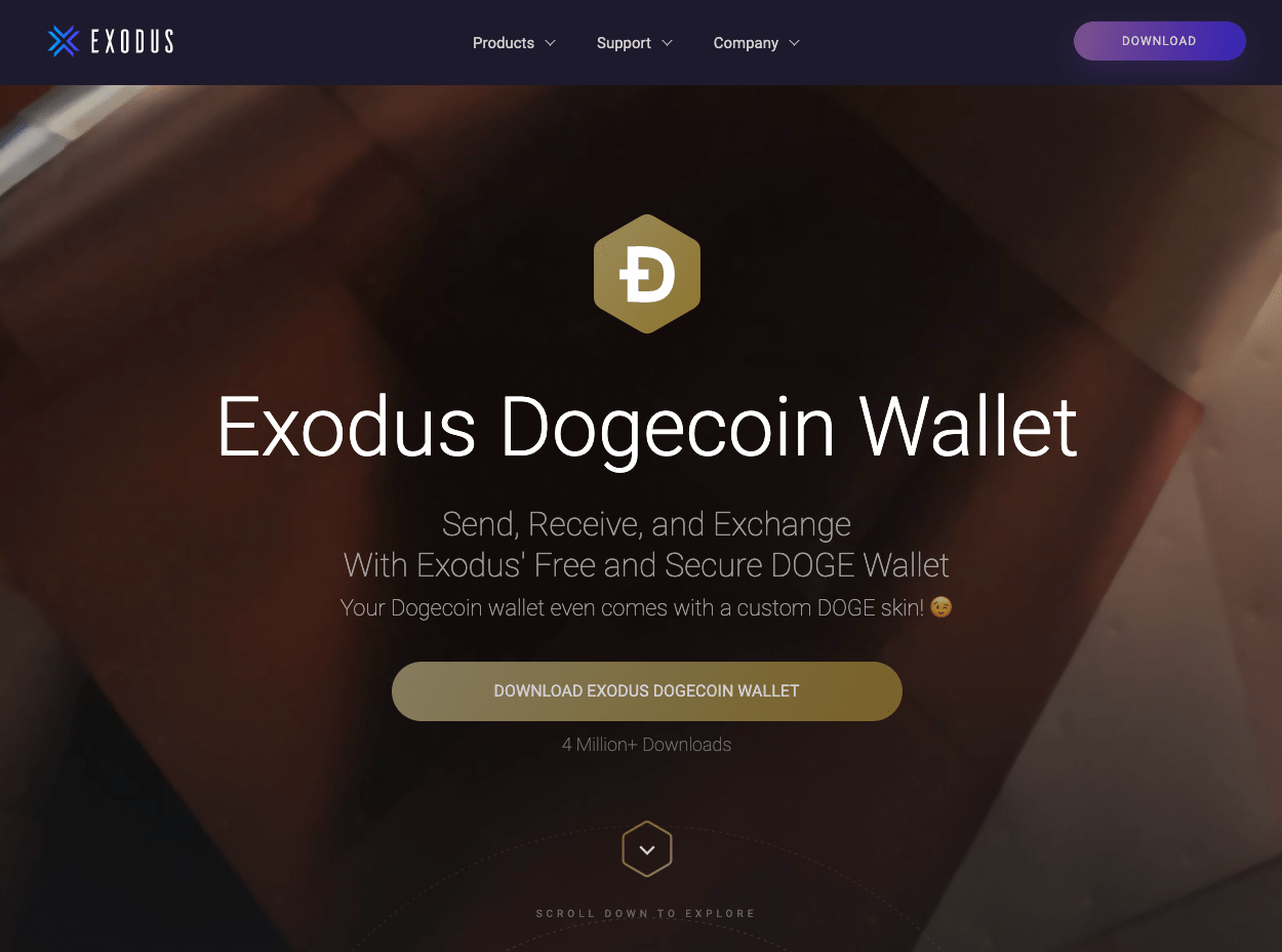 Screenshot of Exodus Dogecoin Wallet.