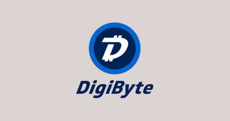 Blue DigiByte (DGB) logo on a cream background. Blue DigiByte (DGB) logo on a cream background.