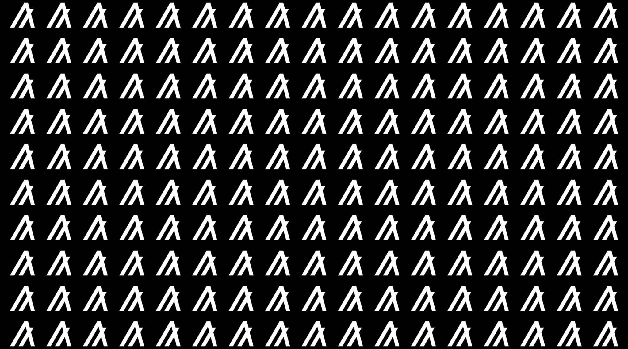 Repeating Algorand (ALGO) coins on black background.