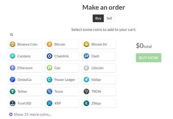 The dialog to make an order to buy EOS or other cryptocurrencies with Easy Crypto Australia
