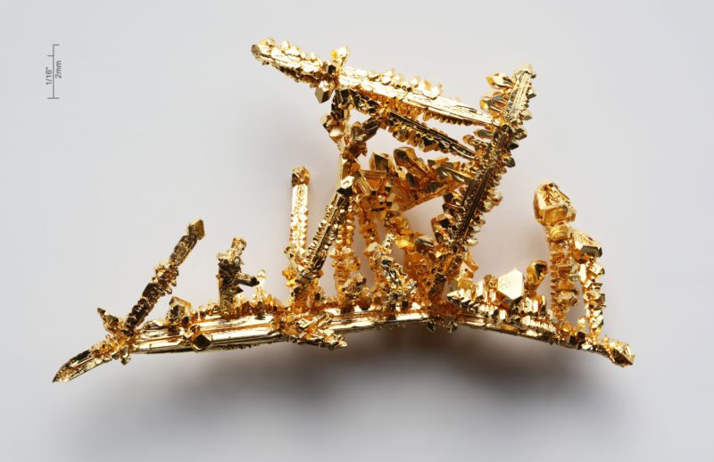 Gold crystal under microscope