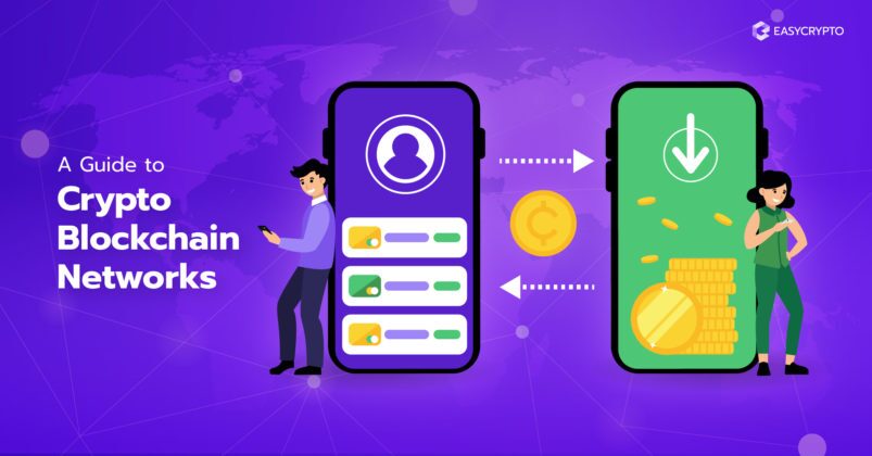 Illustration of 2 phones displaying the different blockchain networks Illustration of 2 phones displaying the different blockchain networks