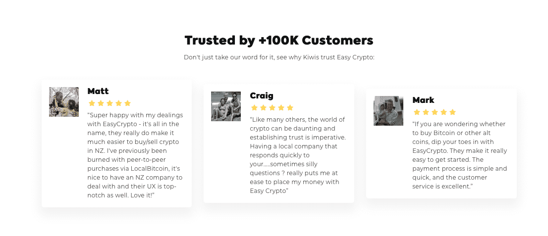 Screenshot of Easy Crypto reviews to illustrate how easy it is to use.