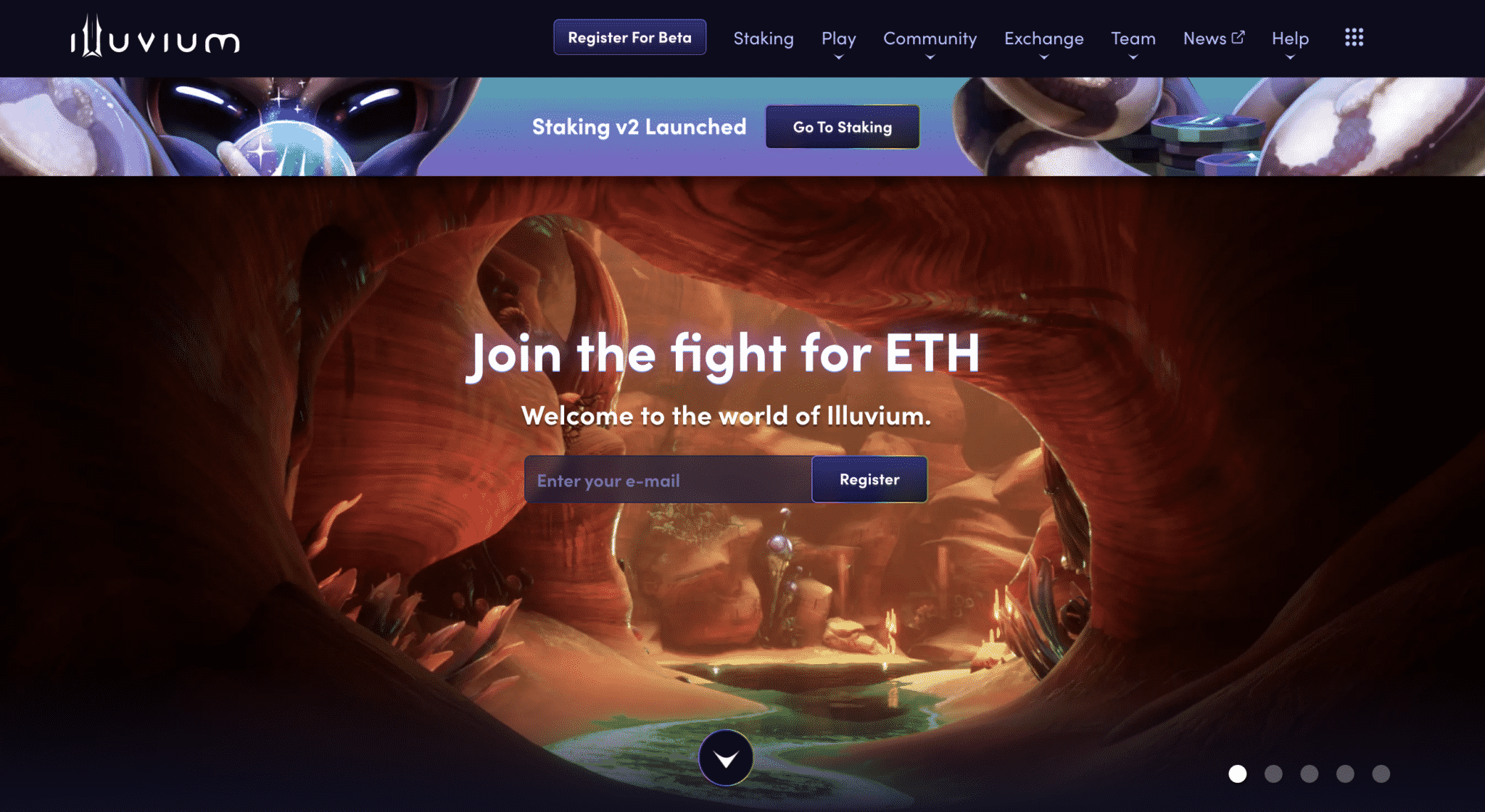 Screenshot of Illuvium homepage.
