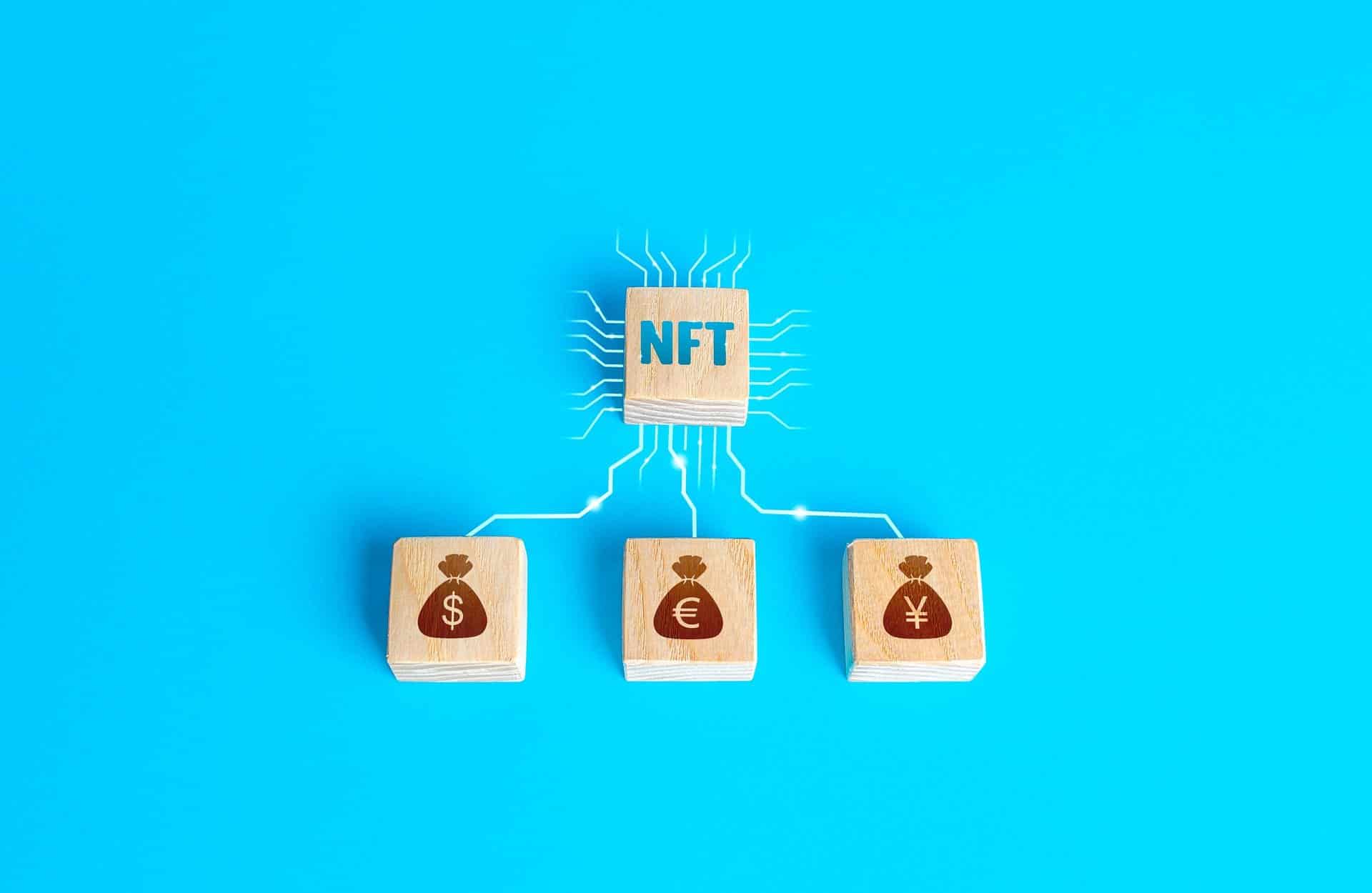 Photo of NFT and three fiat currencies.