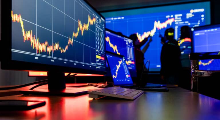 Close up shot of crypto chart on a computer screen. Close up shot of crypto chart on a computer screen.