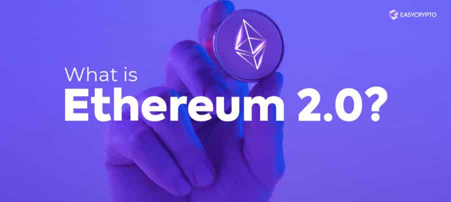 Ethereum coin being held by a hand to illustrate the topic of what is ethereum 2.0 Ethereum coin being held by a hand to illustrate the topic of what is ethereum 2.0