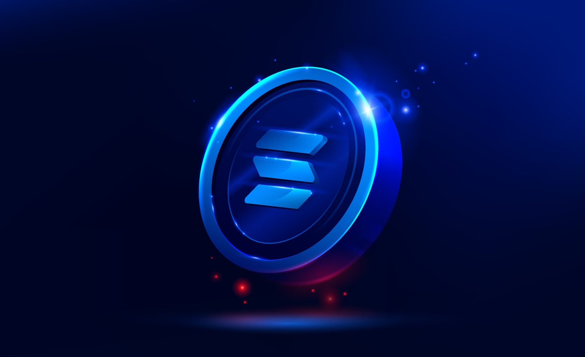 Solana (SOL) token on dark background.