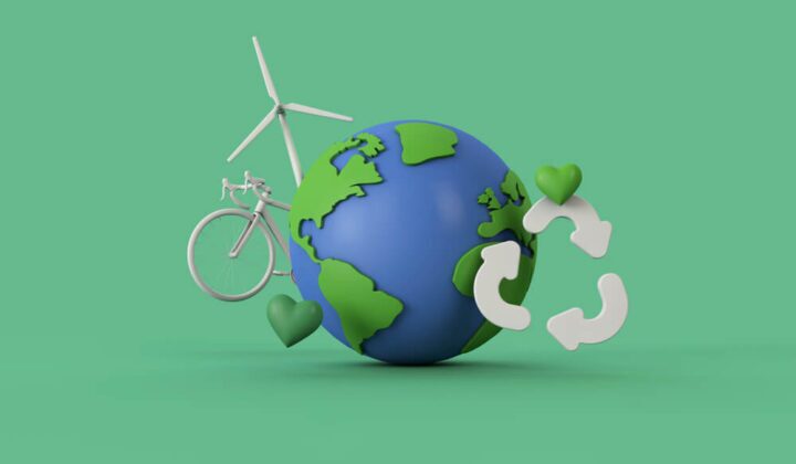 Illustration of earth and ecofriendly elements to illustrate crypto climate change Illustration of earth and ecofriendly elements to illustrate crypto climate change.