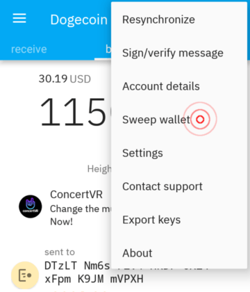 Sweep wallet easy crypto to move coins to coinomi