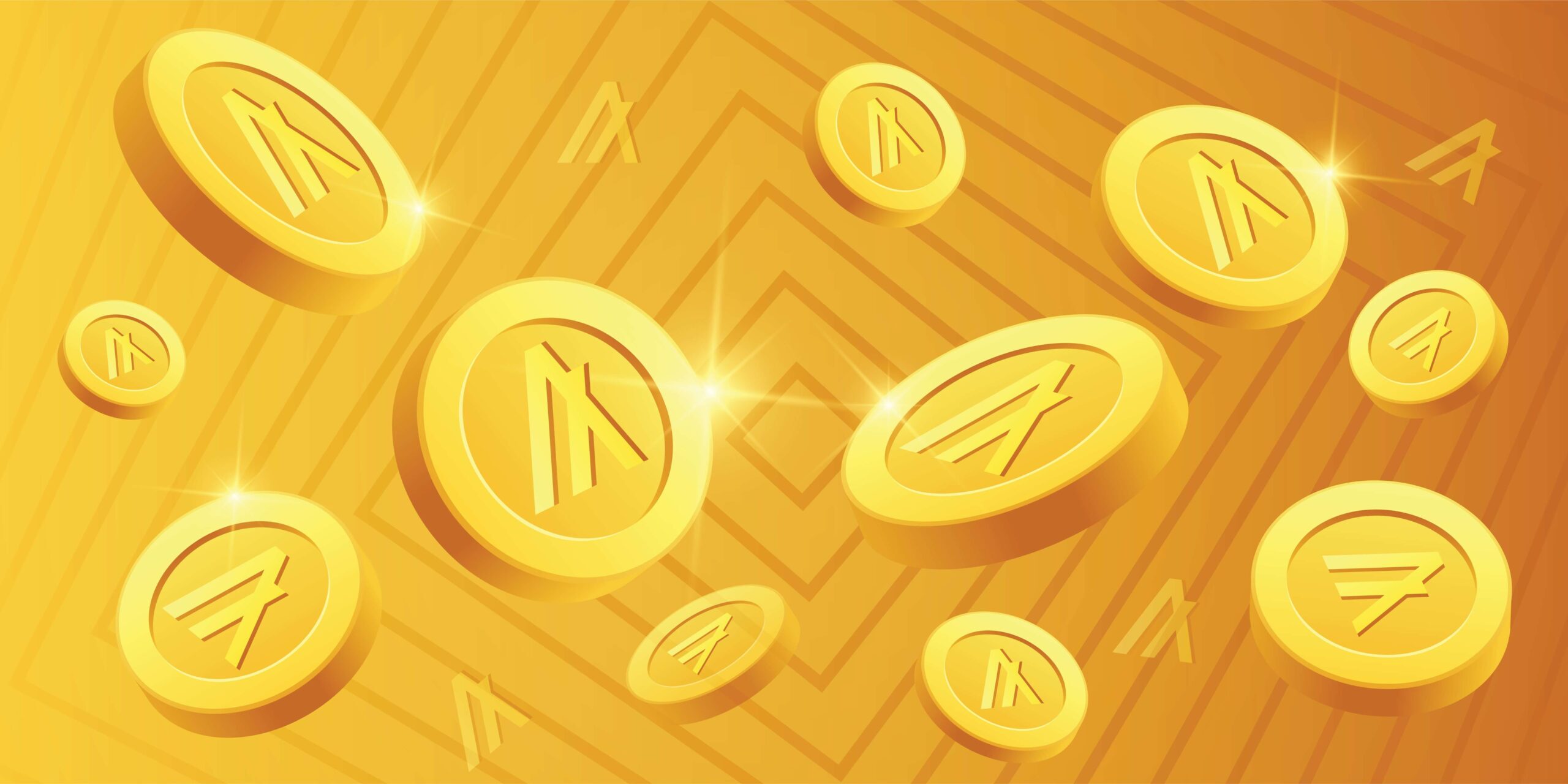 Algorand (ALGO) coin illustration on yellow background.