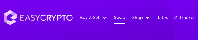 Easy Crypto swap nav bar