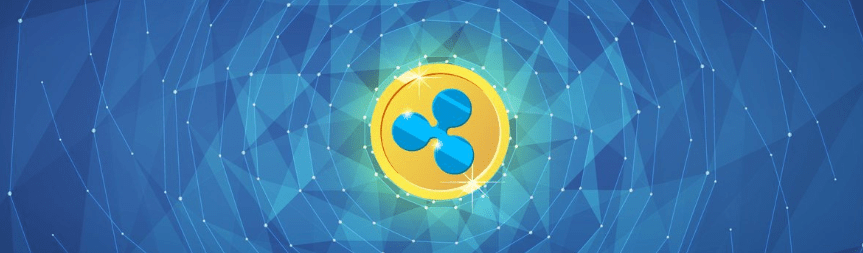 Ripple XRP logo in a blue blockchain vortex