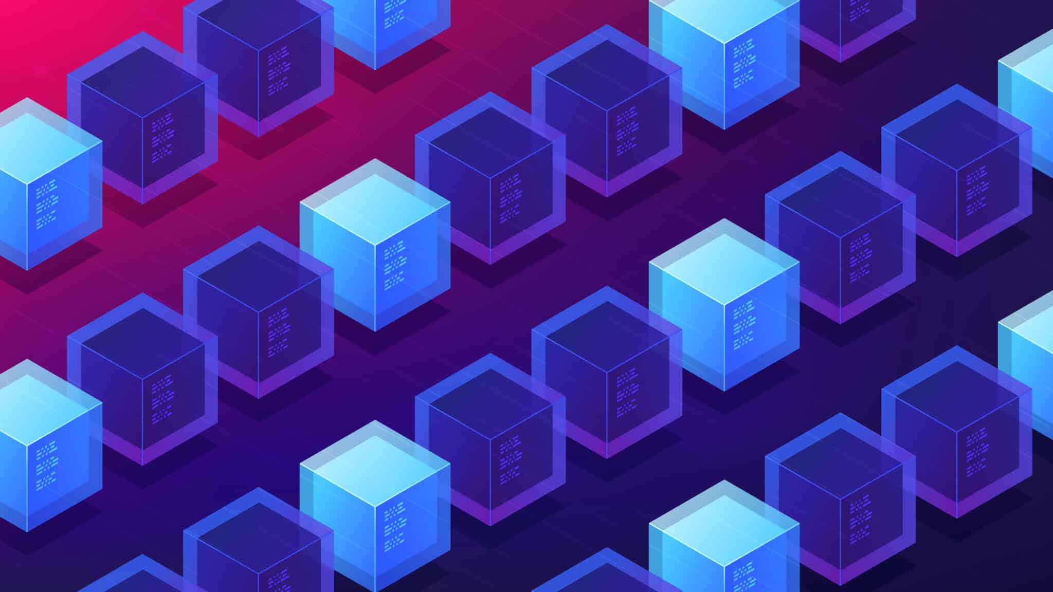 Rows of blue blocks to illustrate the concept of blockchain.