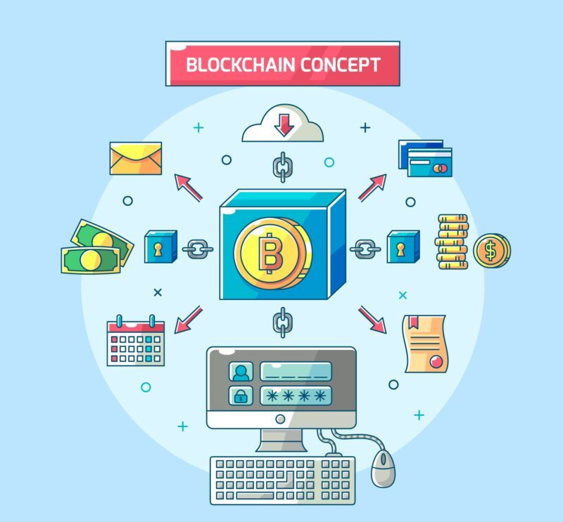 The illustration of blockchain technology 