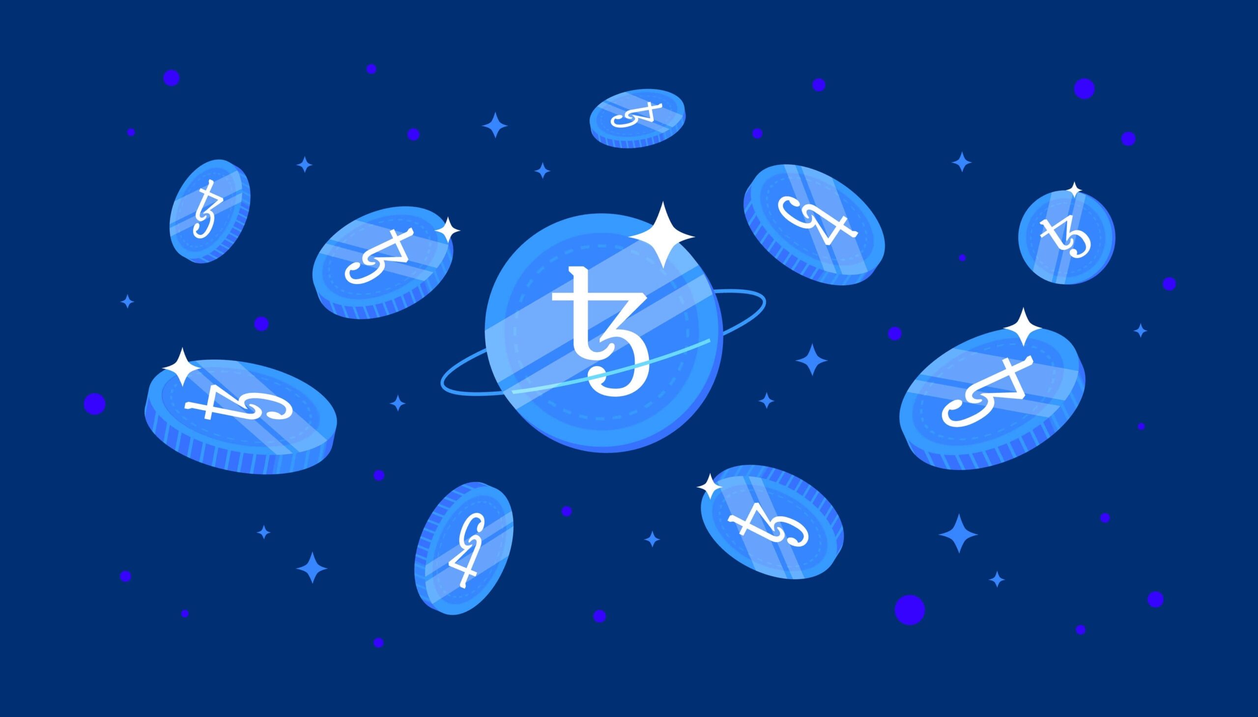 Tezos XTZ logo on blue background