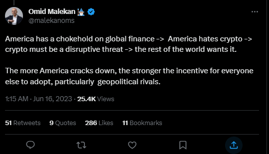 Screenshot of omid malekan tweet