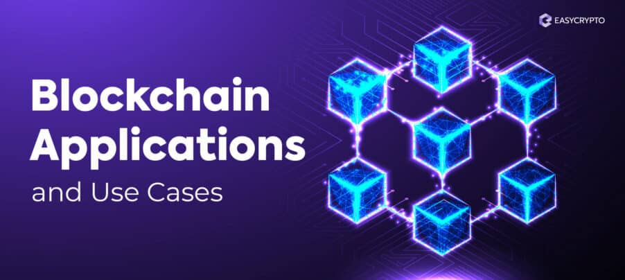Blog cover illustrating a chain of blocks to convey the topic of blockchain use cases and applications Blog cover illustrating a chain of blocks to convey the topic of blockchain use cases and applications