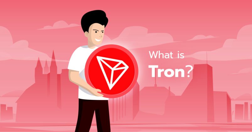 Illustration of a guy holding a tron logo. Illustration of a guy holding a tron logo.
